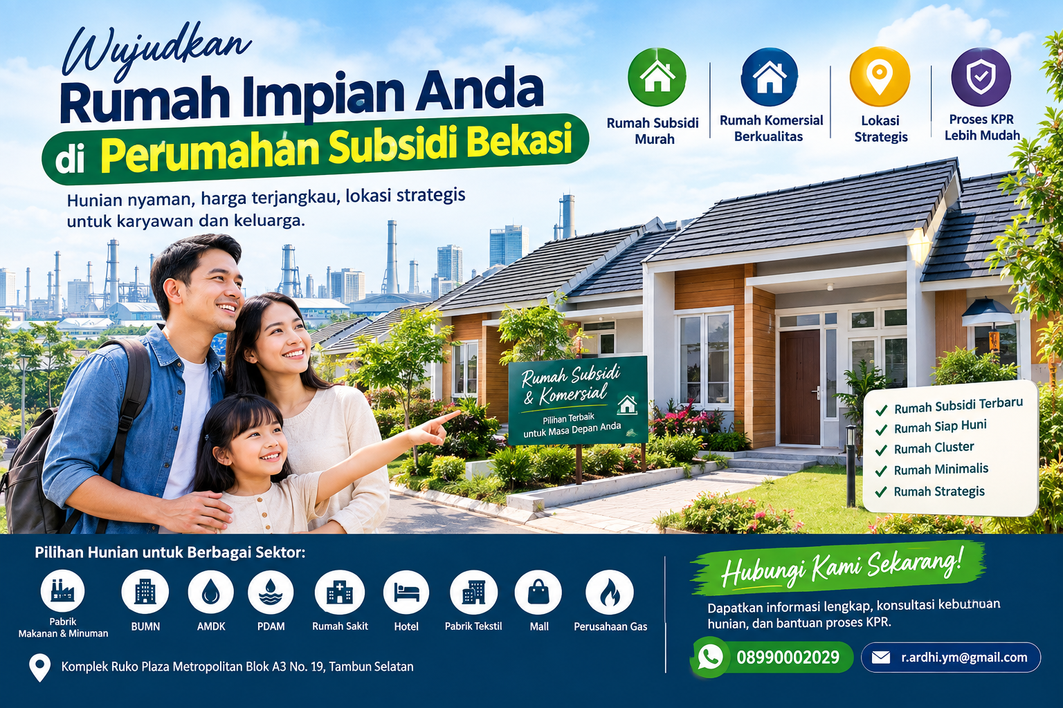 Perumahan subsidi Bekasi dengan rumah minimalis, lokasi strategis, dan pilihan KPR untuk keluarga